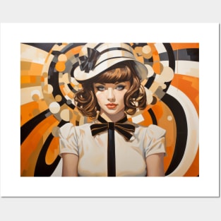 Beauty Woman Retro Abstract Colorful Painting Posters and Art